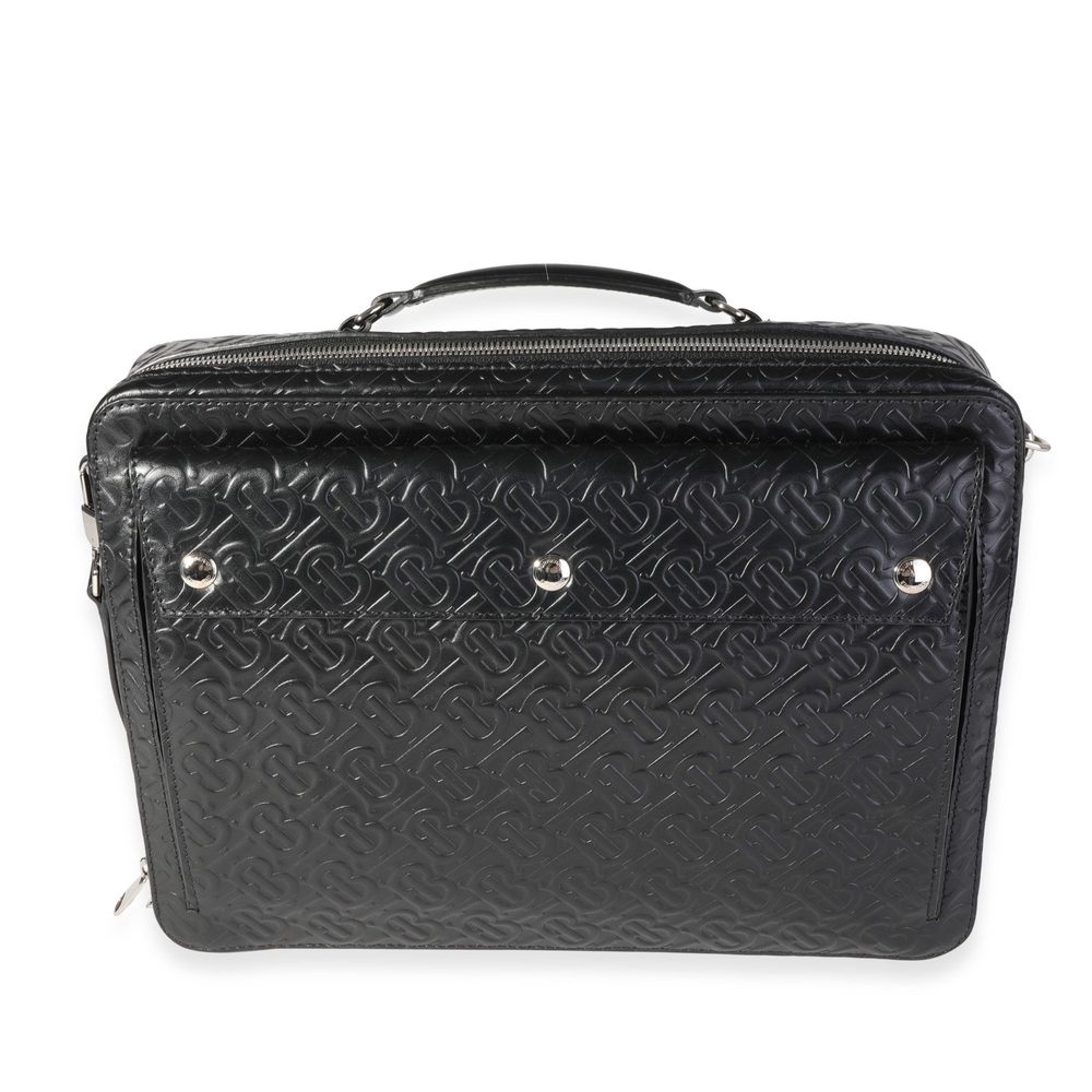 Burberry Black Embossed Leather Triple Stud Briefcase Bag